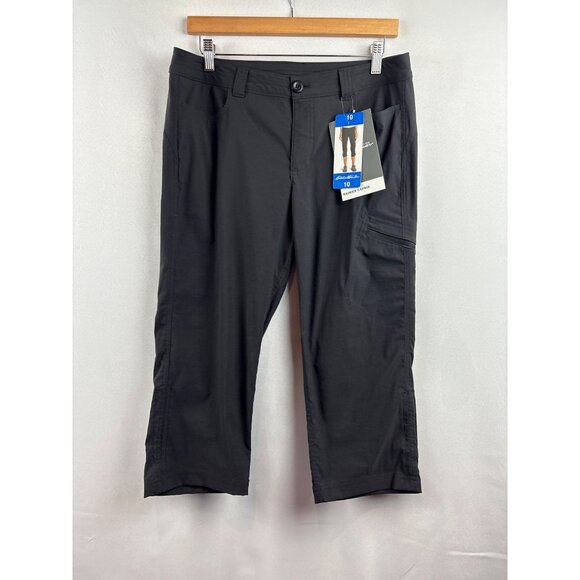 Eddie Bauer Womens Rainier Capris Size 10 Black Stretch Outdoor Pants - Picture 1 of 6